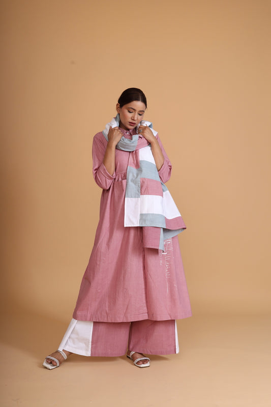 FRONT SHORT POCKET TUNIC CO-ORD WITH SCARF (SET OF 3)