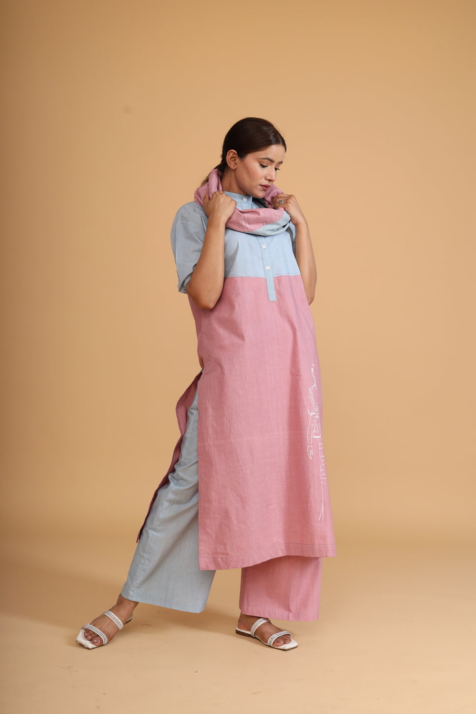 DOUBLE SHADED TUNIC CO-ORD WITH SCARF ( SET OF 3)