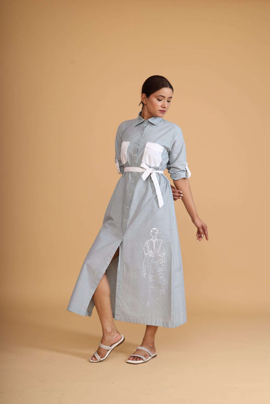 PATCH POCKET SIDE SLIT DRESS