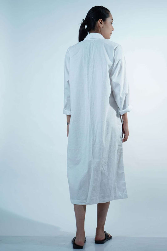 FRONT SHORT PLACKET SLIP-WHITE