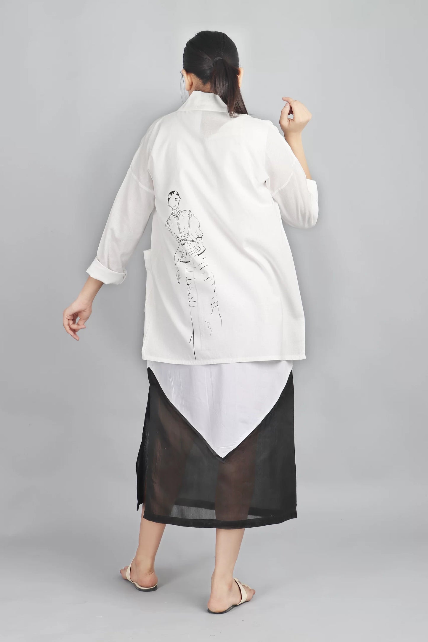 Roll Collar Jacket- White