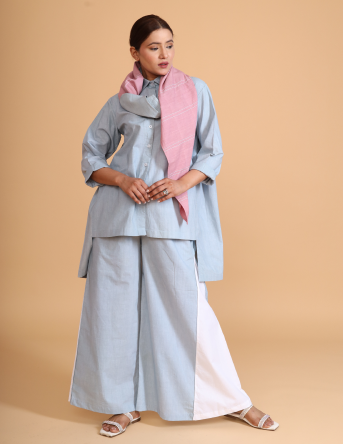 BACK GATHER SHORT TOP CO-ORD WITH SCARF (SET OF 3)