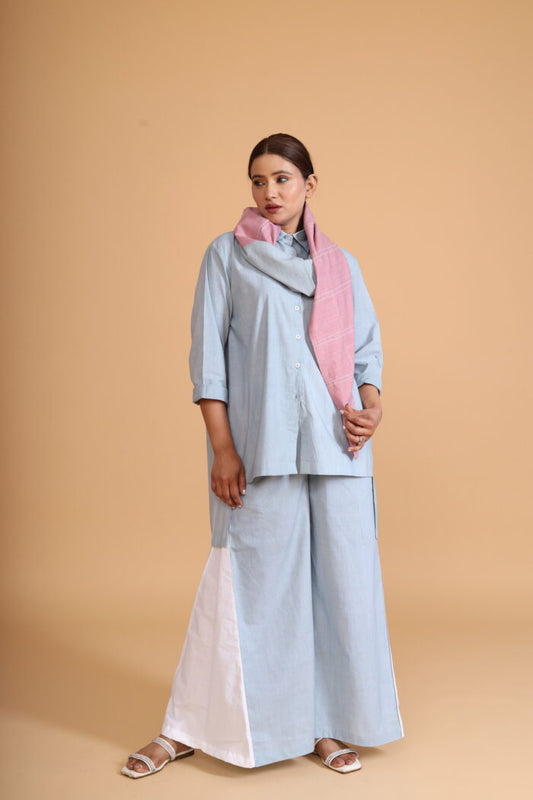 BACK GATHER SHORT TOP CO-ORD WITH SCARF (SET OF 3)