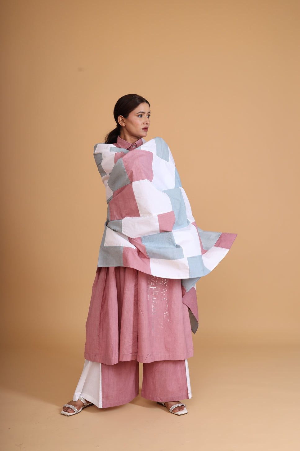 FRONT SHORT POCKET TUNIC CO-ORD WITH SCARF (SET OF 3)