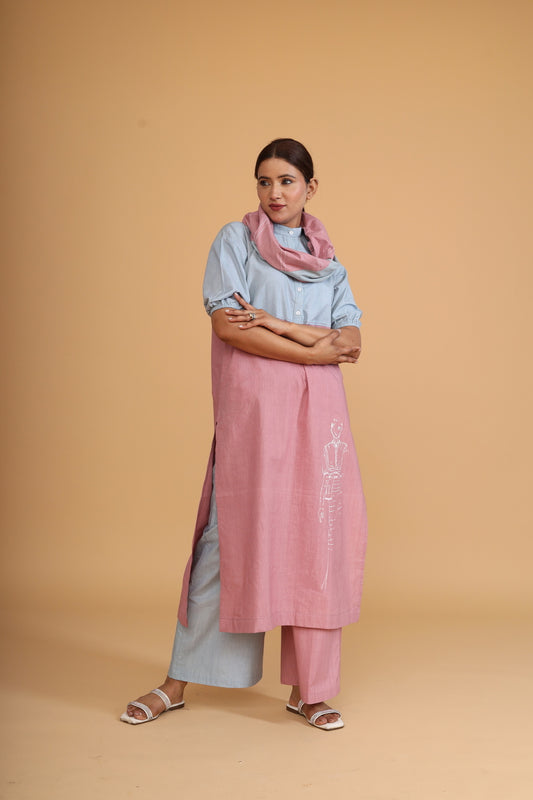 DOUBLE SHADED TUNIC CO-ORD WITH SCARF ( SET OF 3)