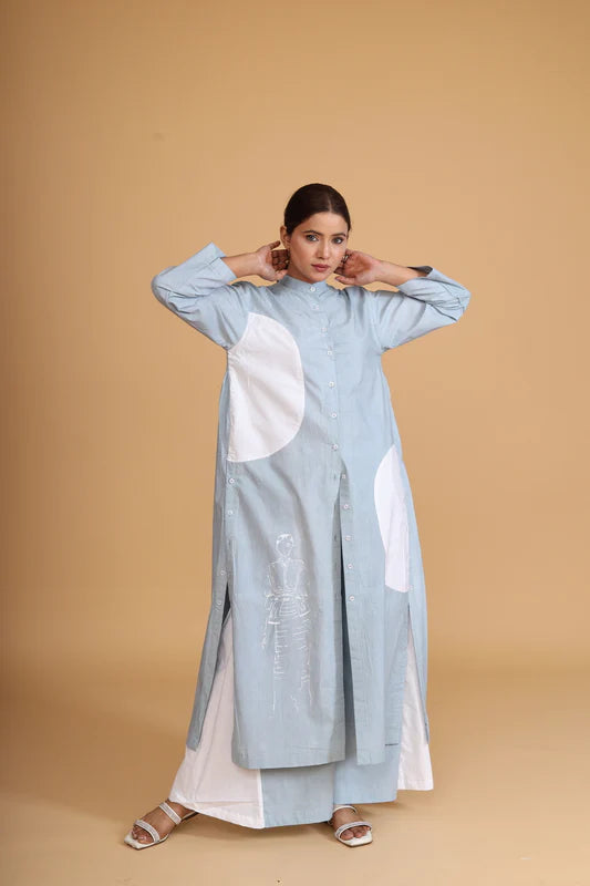 FRONT PATCH DOUBLE SIDE BUTTONED TUNIC CO-ORD (SET OF 2)