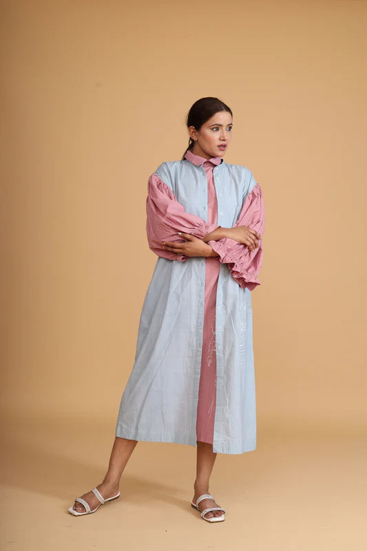 SLEEVE GATHERED OVERLAY WITH SLIP CO-ORD (SET OF 2)