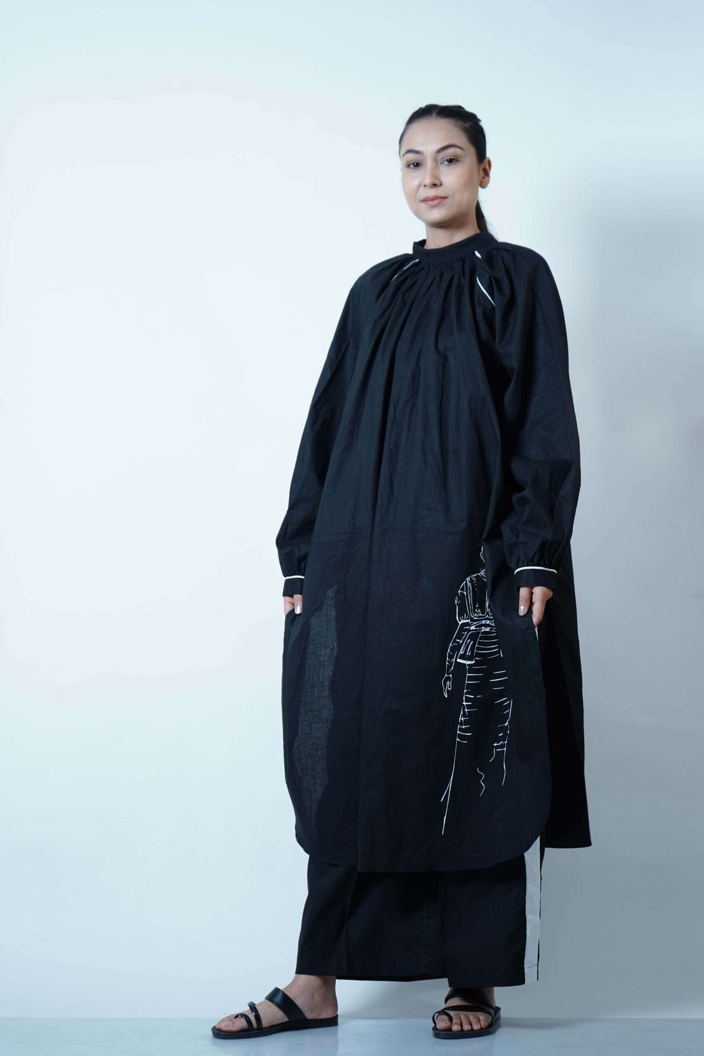 HIGH SLIT U SHAPE LONG SHIRT CO-ORD (SET OF 2)