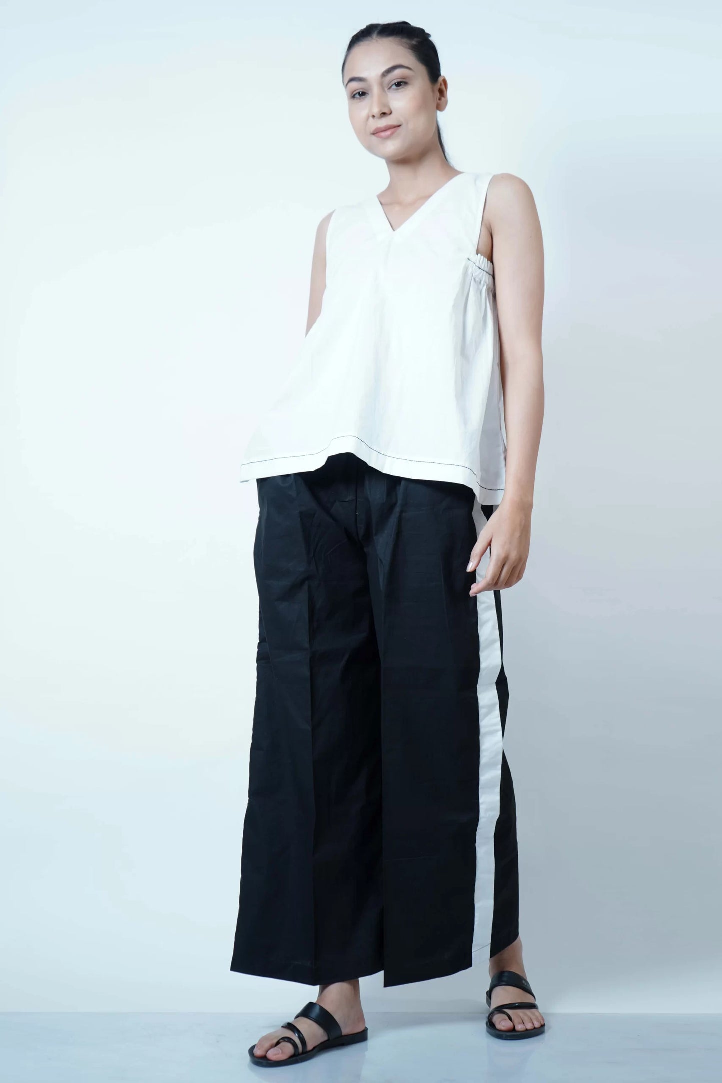 V NECK SIDE DETAIL TOP CO-ORD (SET OF 2)