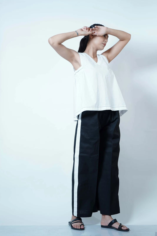 V NECK SIDE DETAIL TOP CO-ORD (SET OF 2)