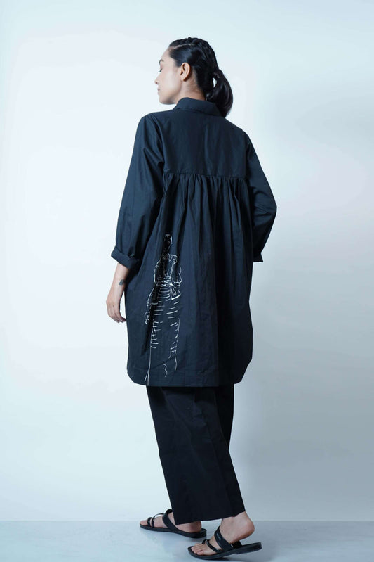 FRONT PLEATED PANT- BLACK)