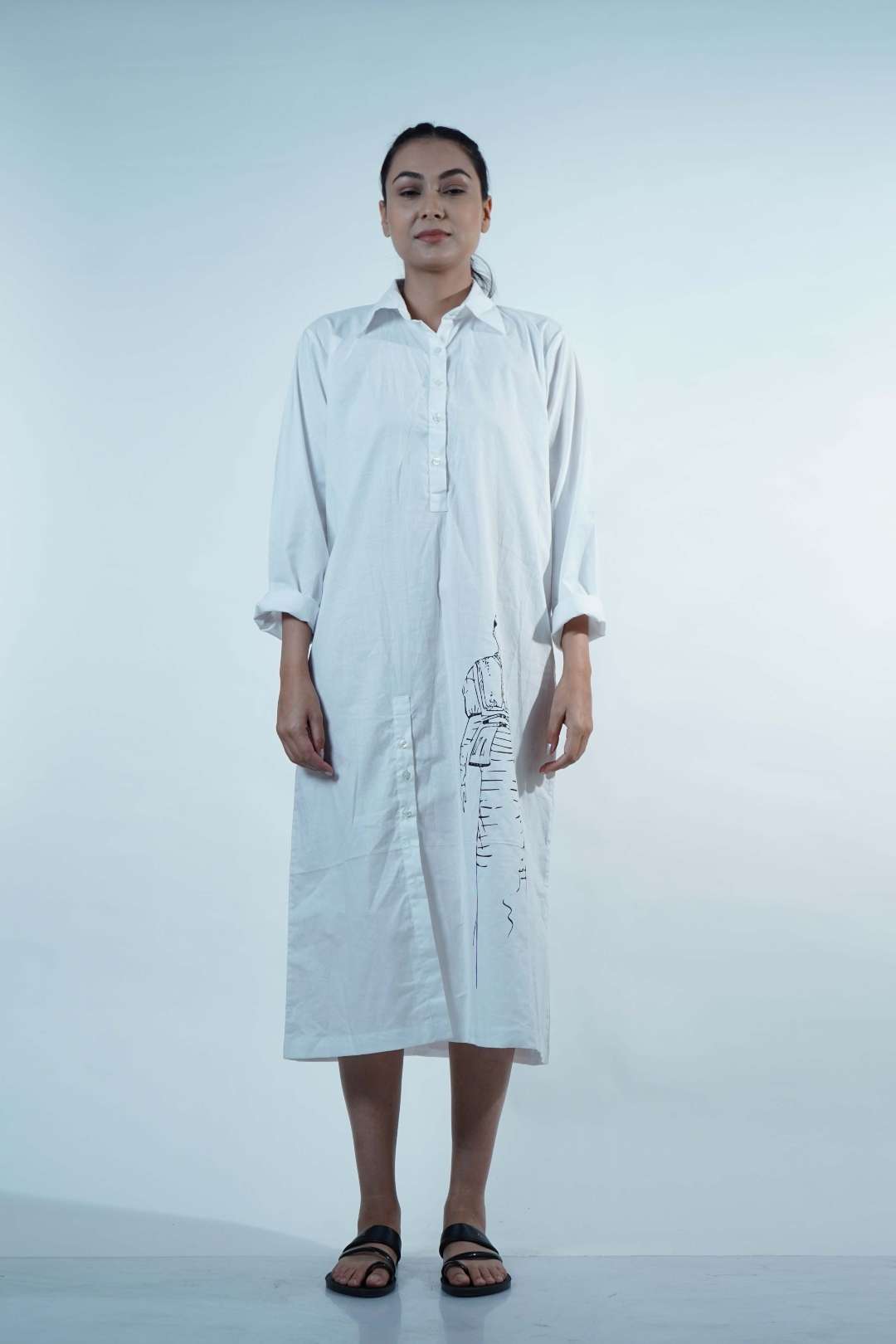 FRONT SHORT PLACKET SLIP-WHITE