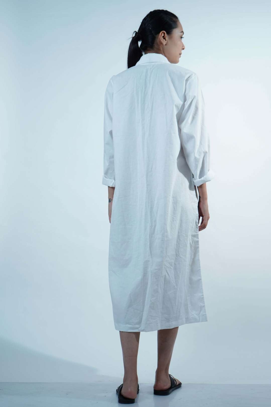 FRONT SHORT PLACKET SLIP-WHITE