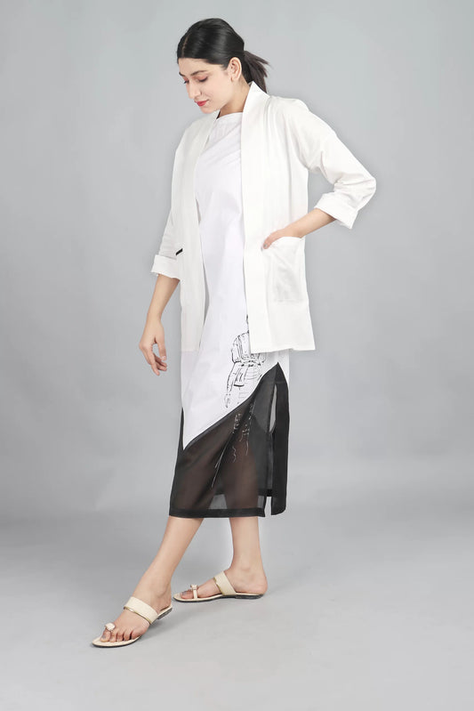 Roll Collar Jacket- White