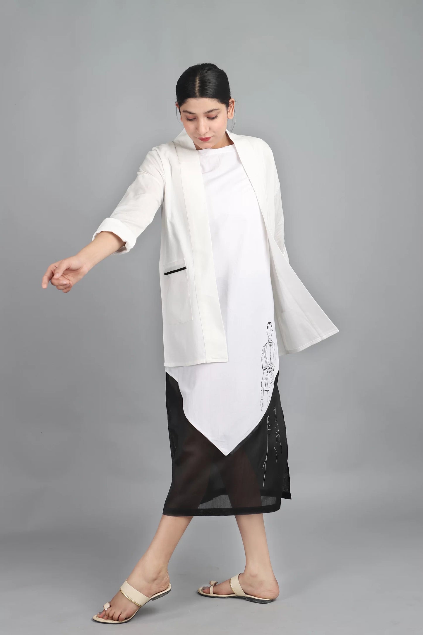 Roll Collar Jacket- White