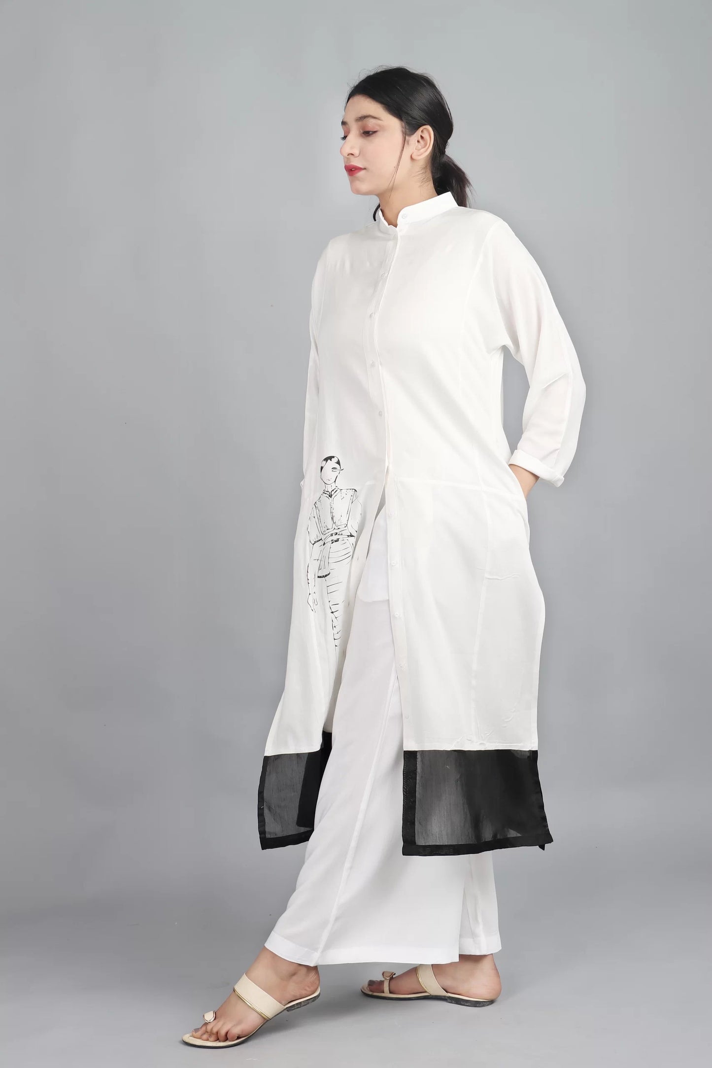 FRONT YOKE LONG SHIRT CO-ORD (SET OF 2)