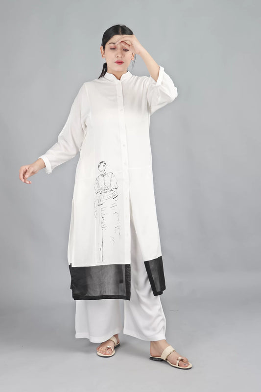 FRONT YOKE LONG SHIRT CO-ORD (SET OF 2)