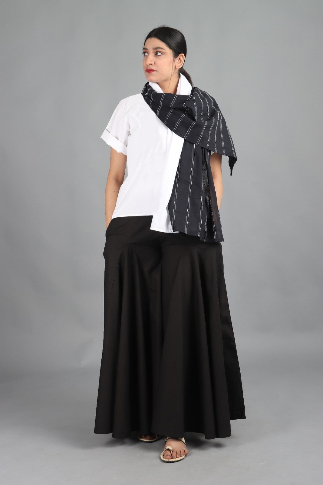 LOOSE SHIRT CO-ORD WITH SCARF (SET OF 3)