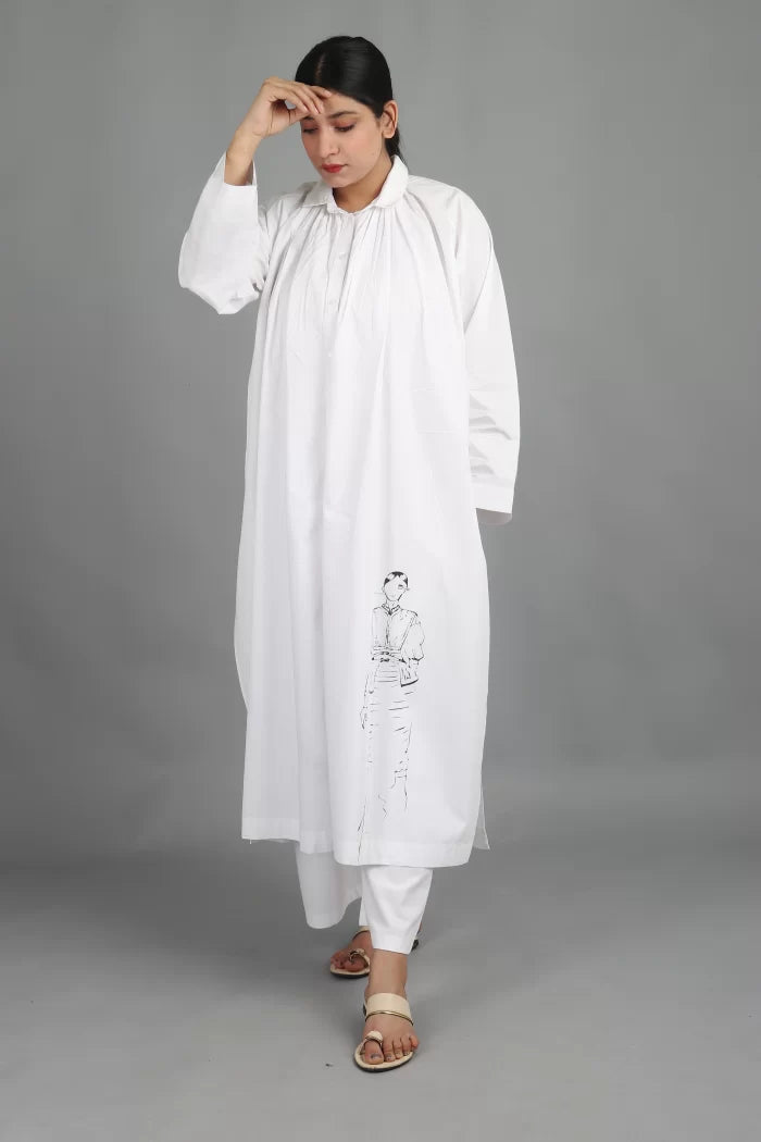 SHIRT COLLAR LONG SHIRT CO-ORD (SET OF 2)