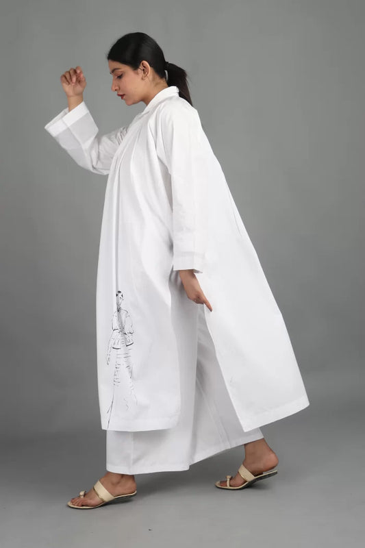 SHIRT COLLAR LONG SHIRT CO-ORD (SET OF 2)