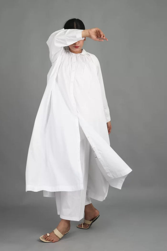 SHIRT COLLAR LONG SHIRT CO-ORD (SET OF 2)